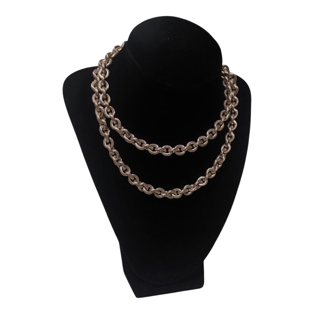 Monet Silver Tone Chain Necklace Textured Single Strand‎ Statement Jewelry